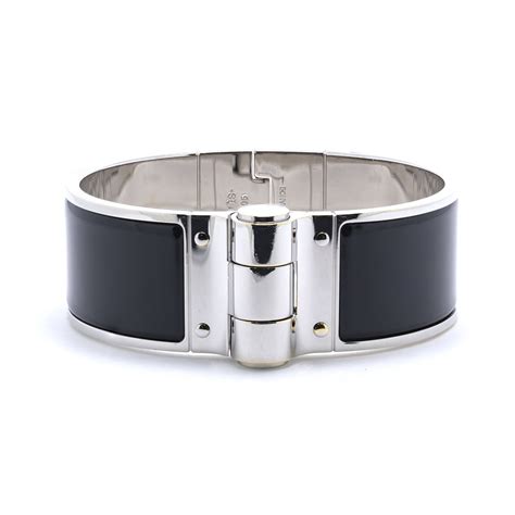 hermes hinged bracelet black|hermes black enamel bracelet.